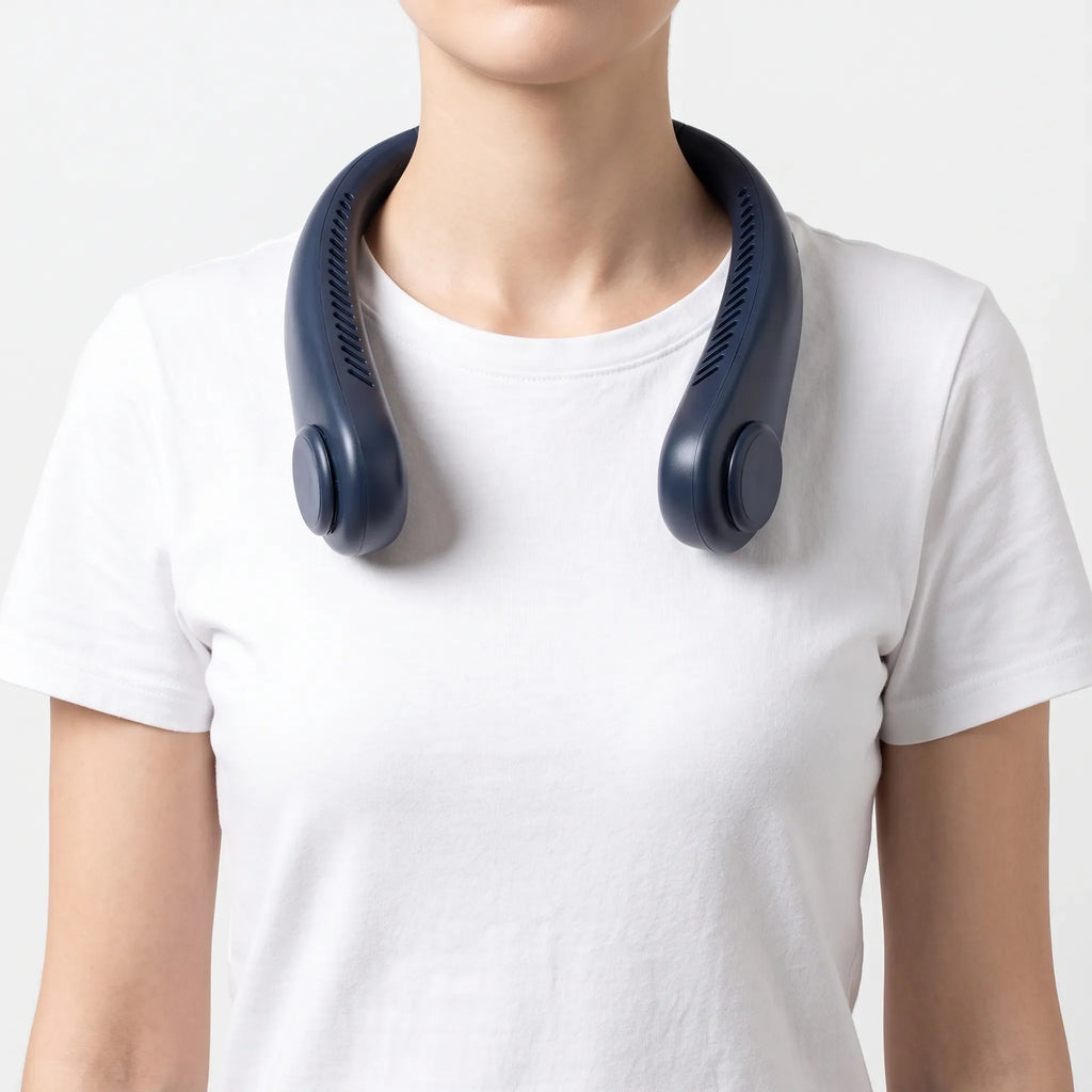 Rechargeable Bladeless Neck Fan Wearable Cooling Device for Personal Use