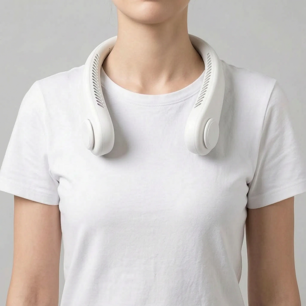 Rechargeable Bladeless Neck Fan Wearable Cooling Device for Personal Use