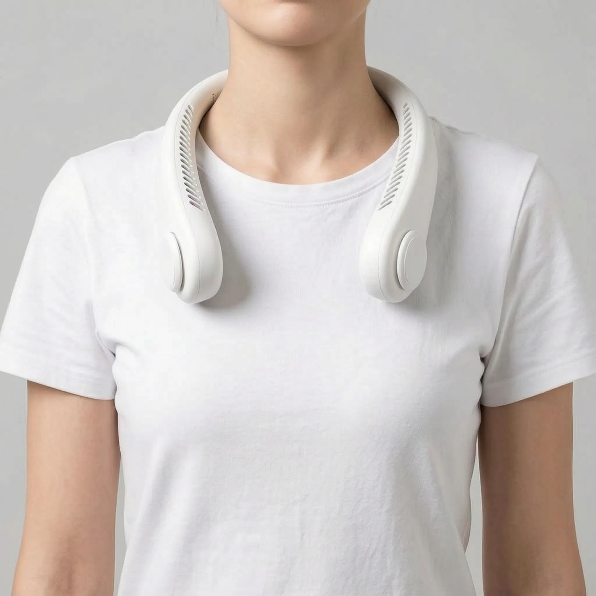 Rechargeable Bladeless Neck Fan Wearable Cooling Device for Personal Use