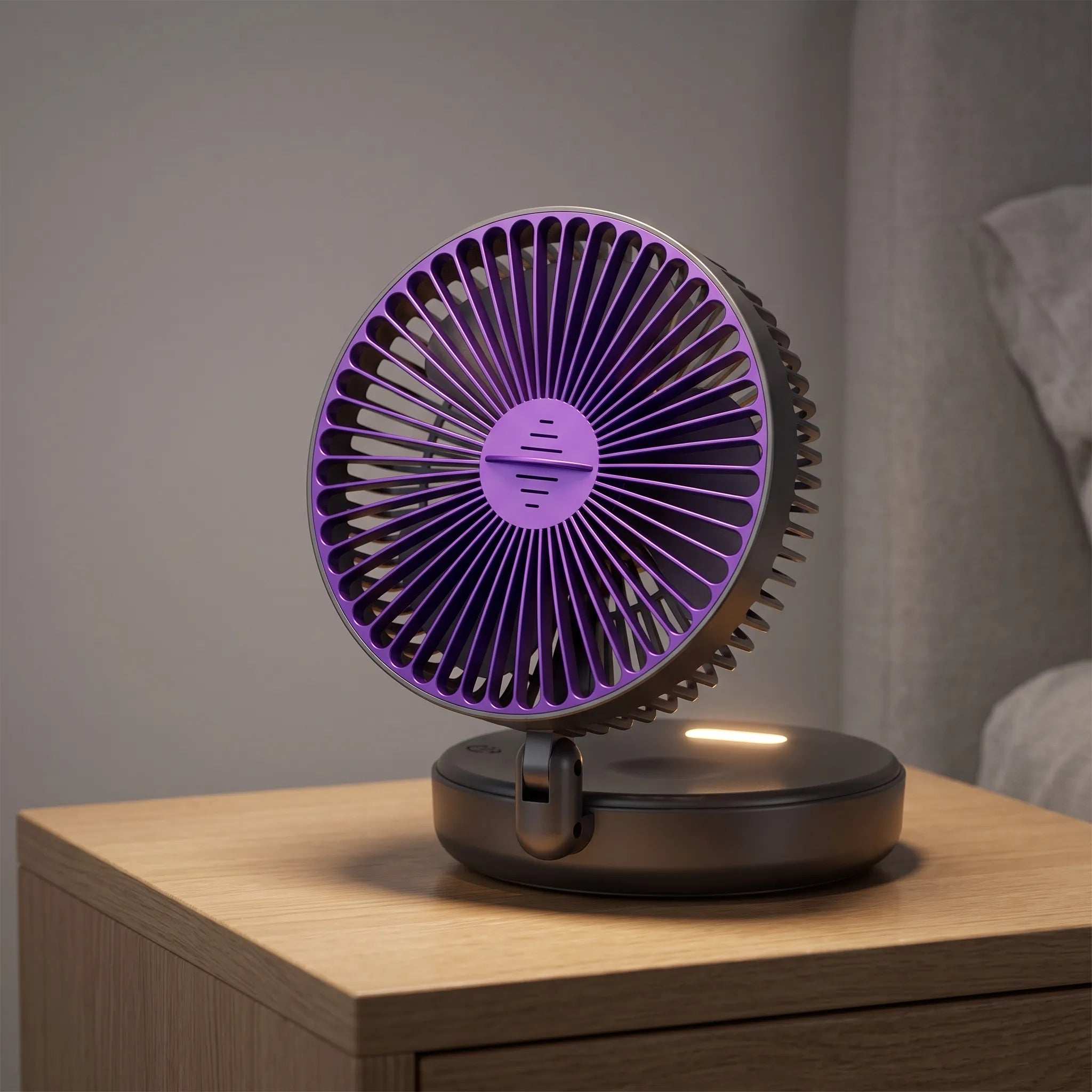 Compact Cordless Night Light Fan for Bedroom and Living Room