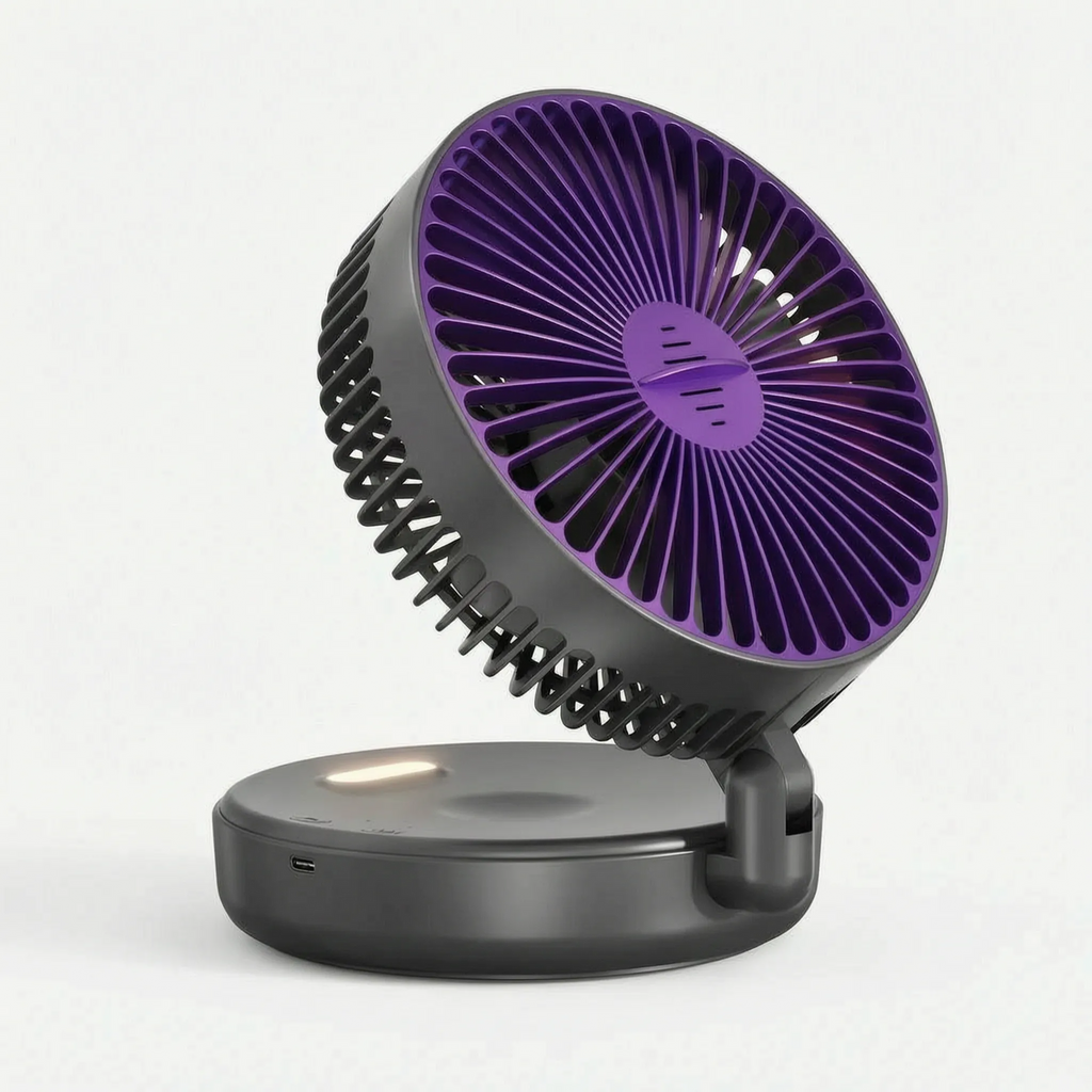 Compact Cordless Night Light Fan for Bedroom and Living Room