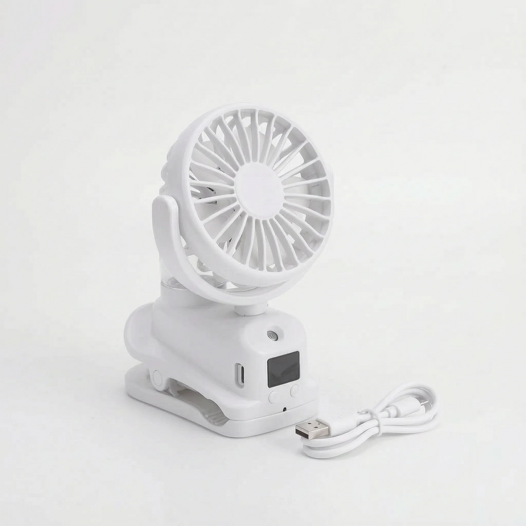 Portable Clip-On Misting Fan for Outdoor Cooling and Comfort