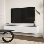 White High Gloss Floating TV Cabinet with 2 Cupboards