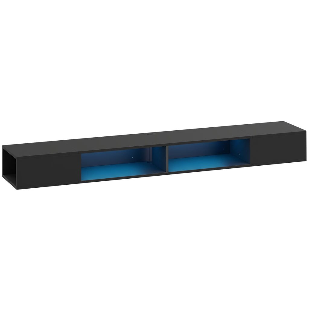 Black Floating Wall-Mounted TV Stand with RGB LED Lights