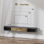 Charcoal Grey Floating TV Cabinet with Cable Management