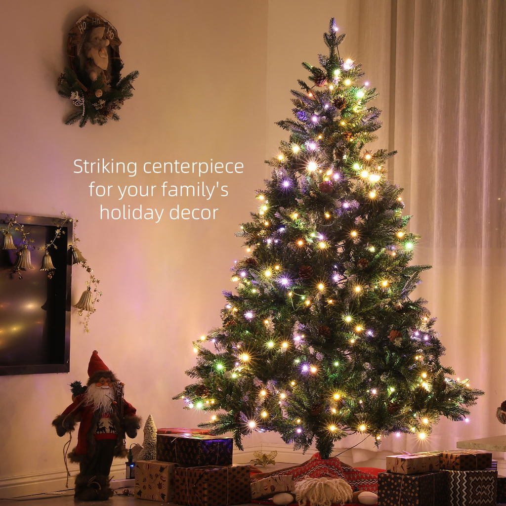 6ft Pre-Lit Christmas Tree with Dual Colour LED Lights and 1078 Tips
