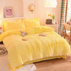 Plush Velvet Bedding Set with Pompom Trim