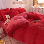 Plush Velvet Bedding Set with Pompom Trim