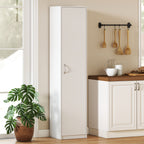 Slim Five-Tier Pantry Storage Cabinet with Soft-Close Hinges White