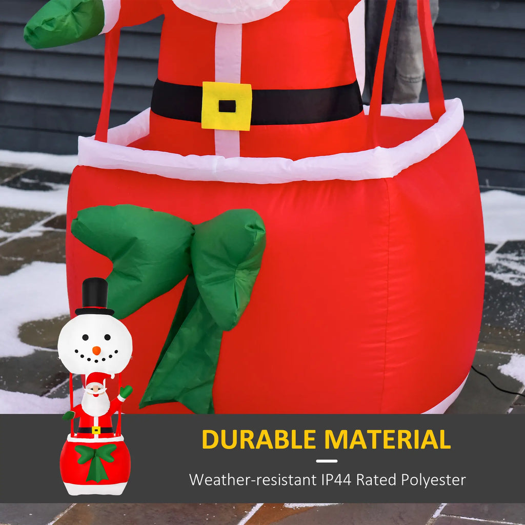 8ft Light-Up Inflatable Santa on Hot Air Balloon Christmas Decoration Red