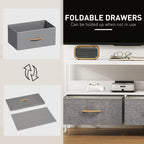 and Black TV Cabinet with Foldable Linen Drawers - White