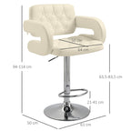 PU Leather Swivel Bar Stool with Backrest and Footrest - Beige