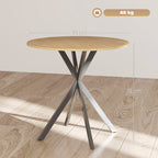 Industrial Round Dining Table with Cross Legs Oak