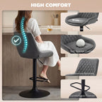 Retro Faux Leather Bar Stools Set of 2 with Adjustable Height