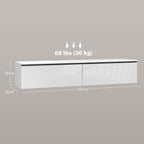 White High Gloss Floating TV Cabinet with 2 Cupboards
