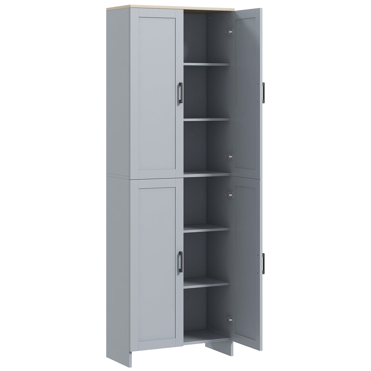 Slim Tall Storage Cupboard with Six-Tier Adjustable Shelving