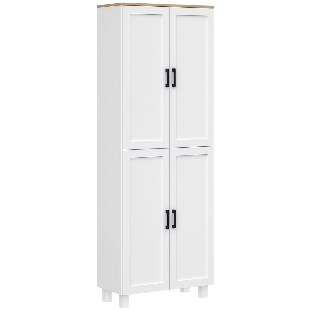 Slim Tall Storage Cupboard with Six-Tier Adjustable Shelving - White