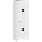 Slim Tall Storage Cupboard with Six-Tier Adjustable Shelving - White