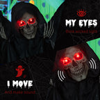 Grey Winged Grim Reaper Animatronic Halloween Decoration