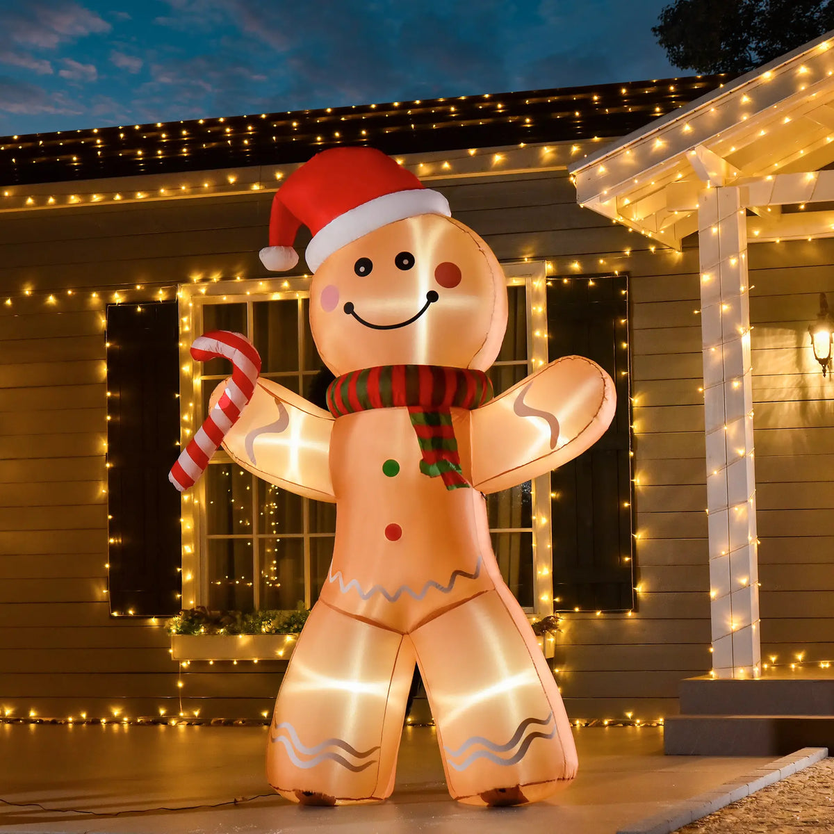 8ft Light-Up Inflatable Gingerbread Man Christmas Decoration Yellow