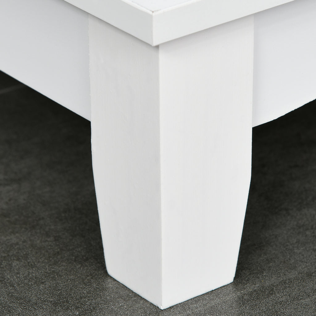 Coastal Sideboard with Wooden Countertop and Storage Drawers White