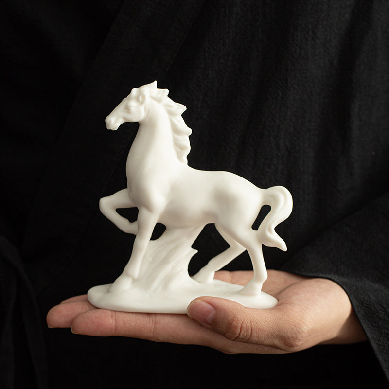Minimalist White Ceramic Horse Figurine