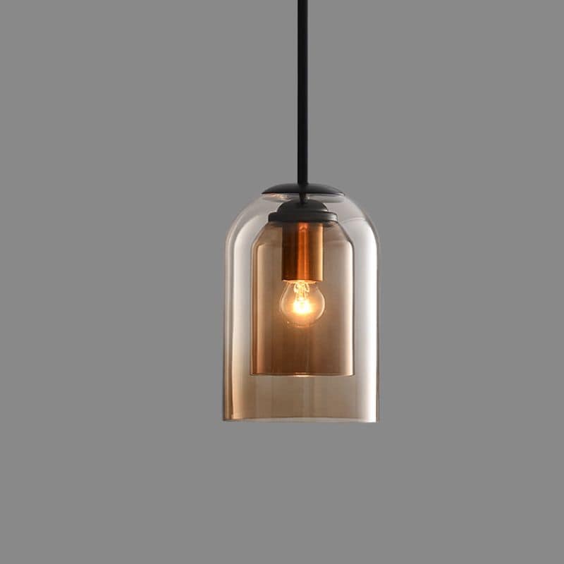 Mica Mid-Century Pendant Lamp with Double Glass Shade