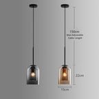 Mica Mid-Century Pendant Lamp with Double Glass Shade