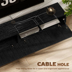 Black Fluted 140cm Floating TV Stand with Flip Cabinets