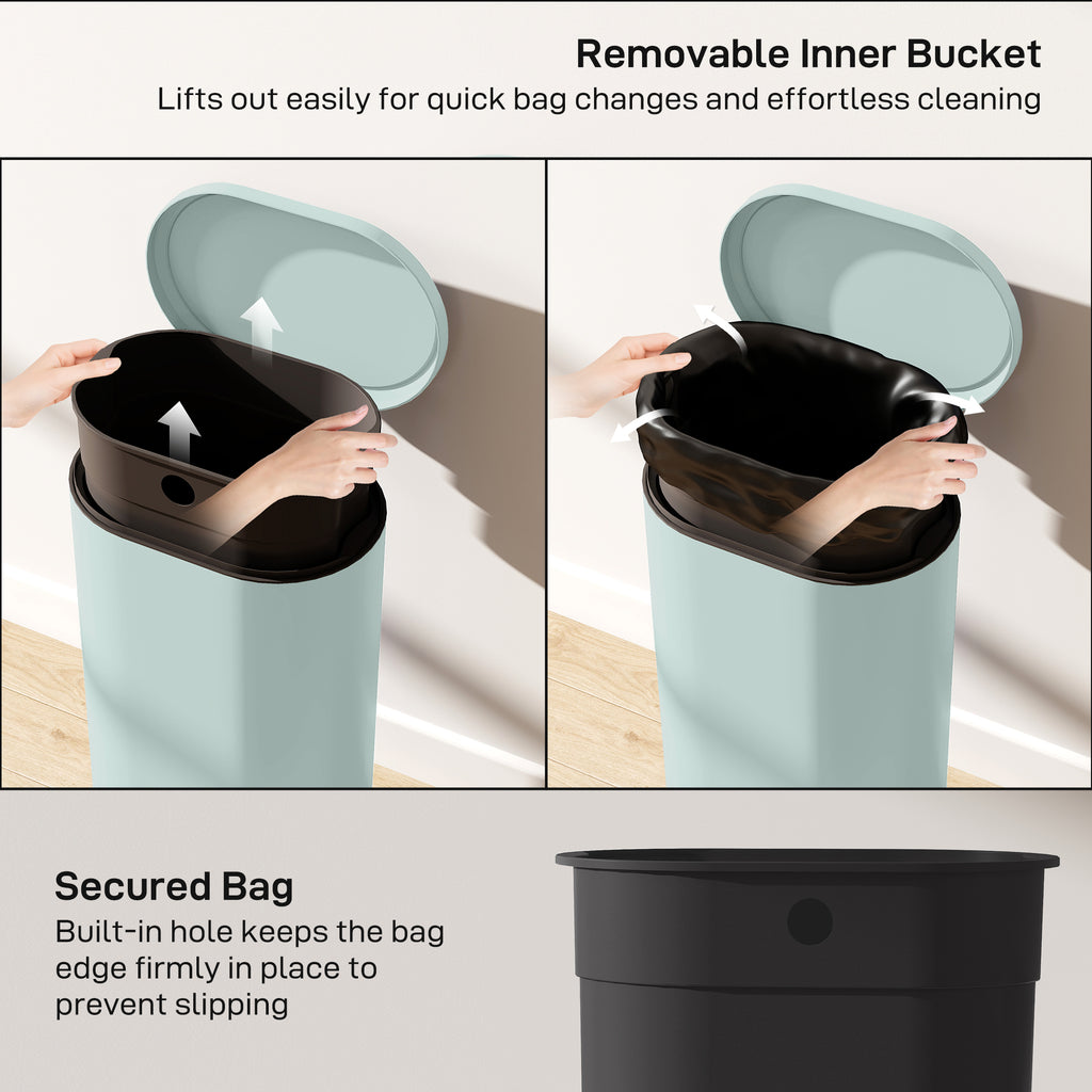 Slim Curved Pedal Kitchen Bin with Soft-Close Lid