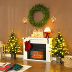 Set of 2 4ft Pre-Lit Artificial Christmas Trees with Vintage Pots