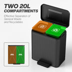 Dual Compartment Pedal Bin with Soft-Close Lid - Black (Alt)
