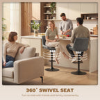 Retro Faux Leather Bar Stools Set of 2 with Adjustable Height