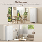 Tall Storage Cabinet with Two Doors and Adjustable Shelves White