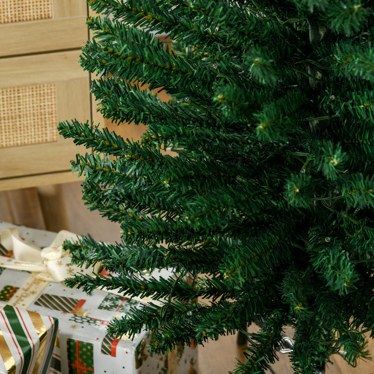7.5ft Pre-Lit Pencil Shape Christmas Tree with Colourful LED Lights