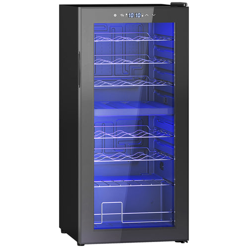 32-Bottle Dual Zone Wine Fridge with LED Light Black