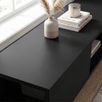 Black Floating Wall-Mounted TV Stand with RGB LED Lights