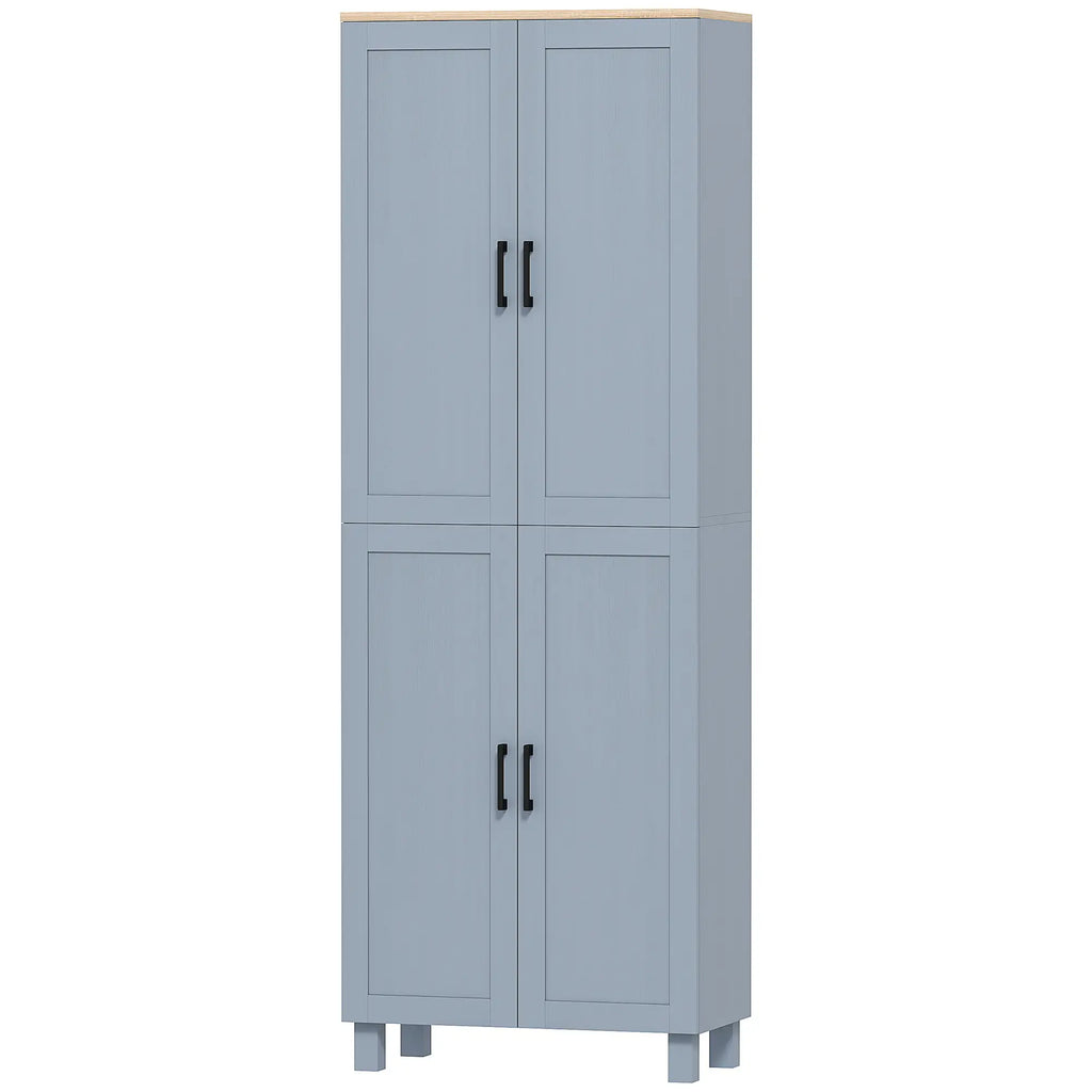 Slim Tall Storage Cupboard with Six-Tier Adjustable Shelving - Dark Grey