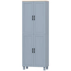 Slim Tall Storage Cupboard with Six-Tier Adjustable Shelving - Dark Grey