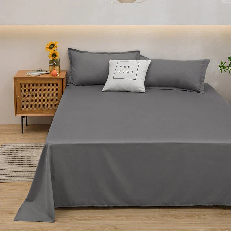 Solid Colour Flat Linen Bed Sheet