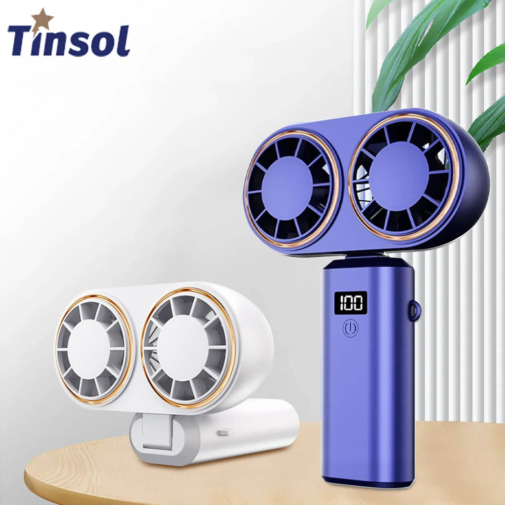 Rechargeable Handheld Fan with Digital Display and 5-Stage Cooling for Home and Office