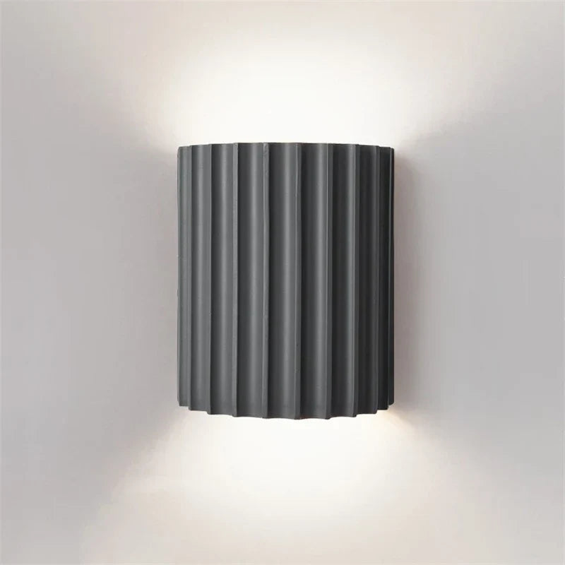 Nordic Resin Wall Lamp with Sculptural Ribbed Design