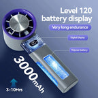 Portable Mini Handheld Fan 3000mAh USB Rechargeable High-Speed Cooling with Digital Display
