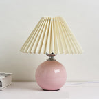 Ceramic Table Lamp with Folded Shade Warm Ambient Lighting