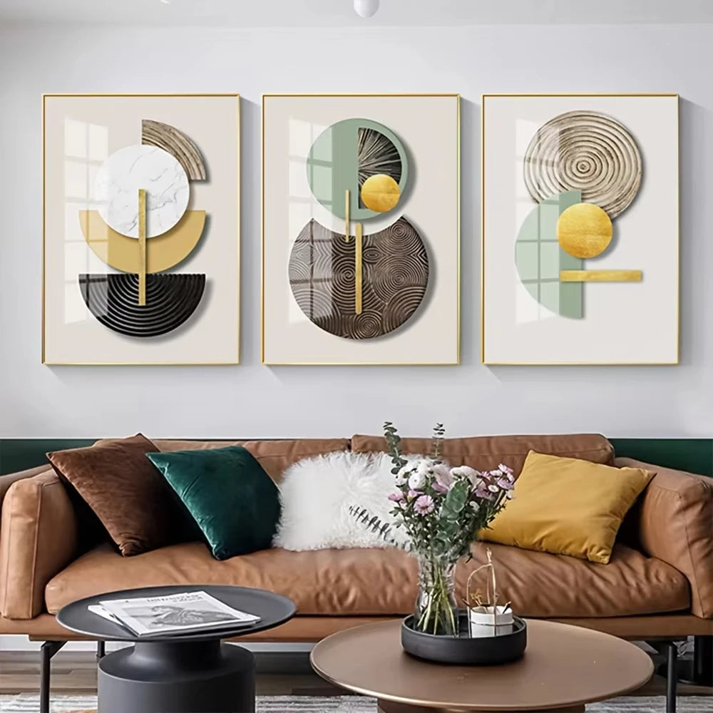 Abstract Nature Canvas Wall Art Set of 3 – Desert, Dune & Palm Motifs