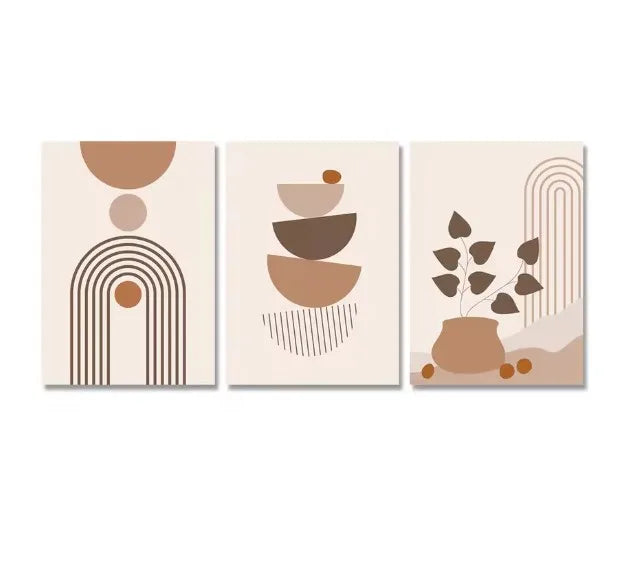 Abstract Nature Canvas Wall Art Set of 3 – Desert, Dune & Palm Motifs