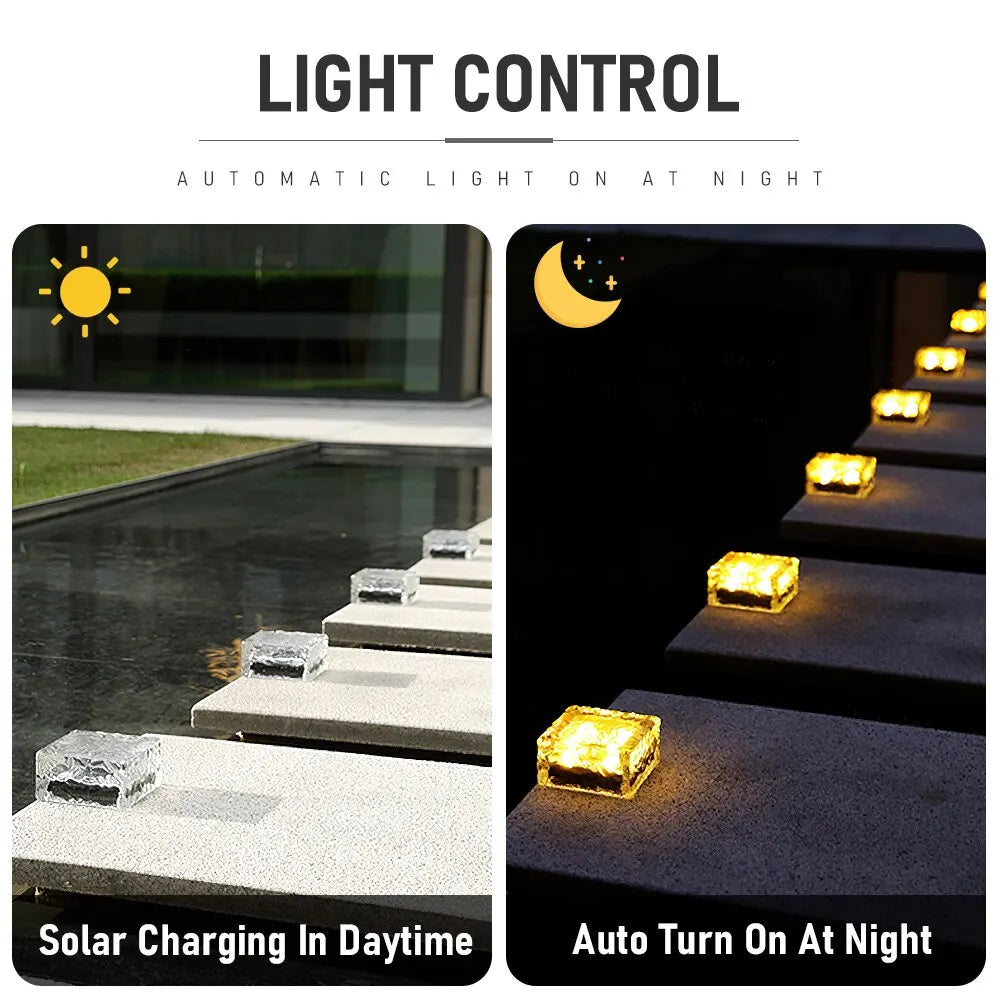 Frosted Solar LED Brick Lights for Garden Pathways