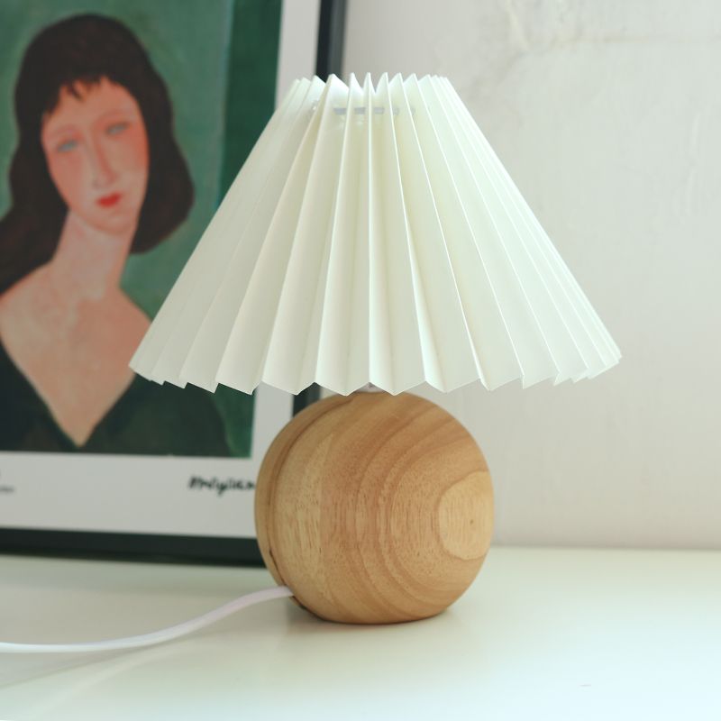 Ceramic Table Lamp with Folded Shade Warm Ambient Lighting