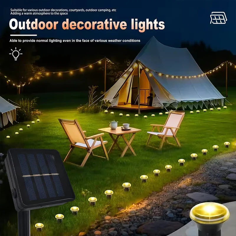 Solar LED Pathway Lamp with 8 Lighting Modes for Camping and Weddings