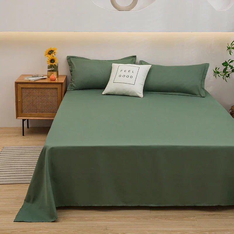 Solid Colour Flat Linen Bed Sheet